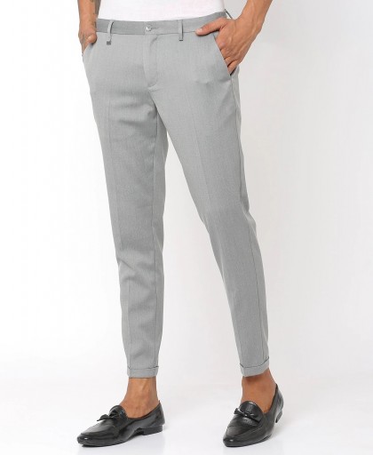 NETPLAY Ankle-Length Slim Fit Flat-Front Trousers